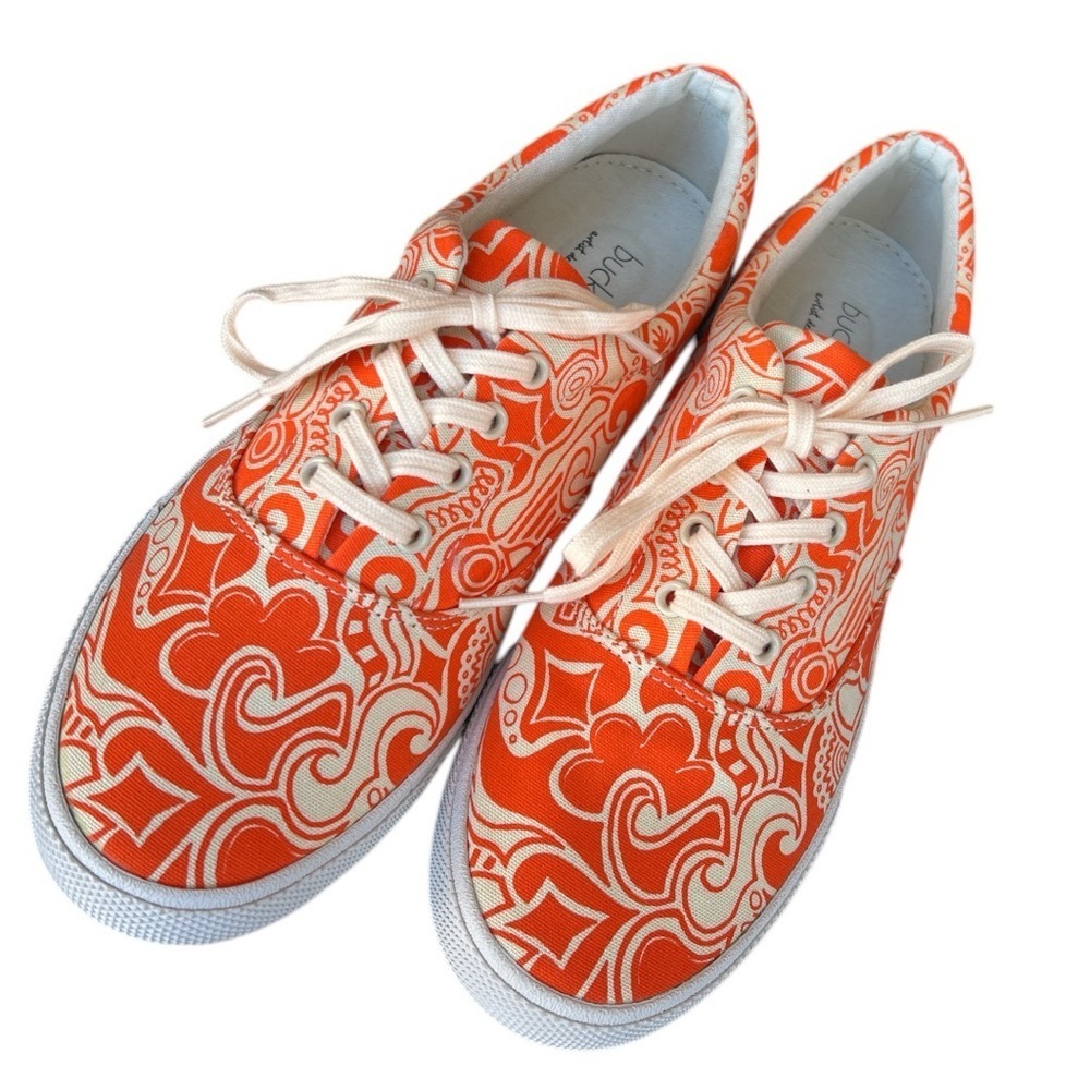 NWOT Bucketfeet Orange Sherbet canvas sneaker women’s size 9 artist designed - Picture 2 of 9